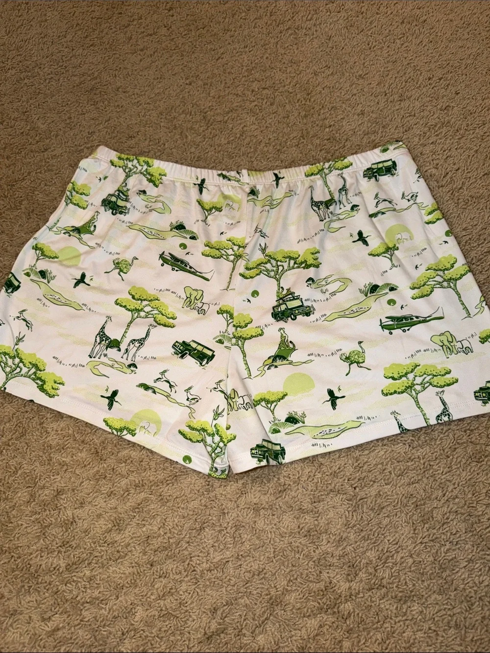 kate spade White Pajama Set with Lime Green Safari Print